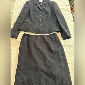 Jones New York Black Pencil Skirt with White Pin-dot